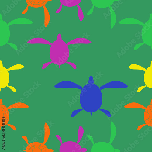 Wallpaper Mural Seamless doodle colored turtle. Hand drawn. Torontodigital.ca
