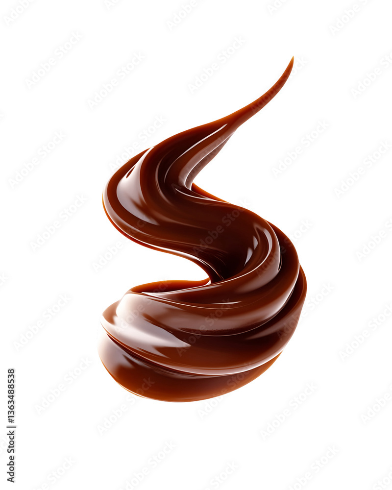 Swirling Dark Brown Chocolate Sauce on Transparent Background, PNG Swirling Dark Brown Chocolate Sauce on Transparent Background, PNG