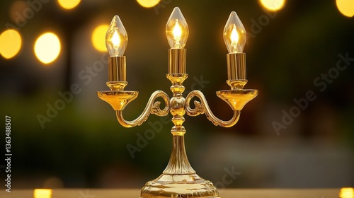 Golden candleholder outdoor setting
