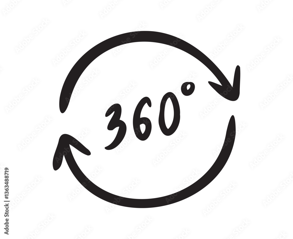 Doodle 360 degree. Hand drawn outline style Doodle 360 degree. Hand drawn outline style