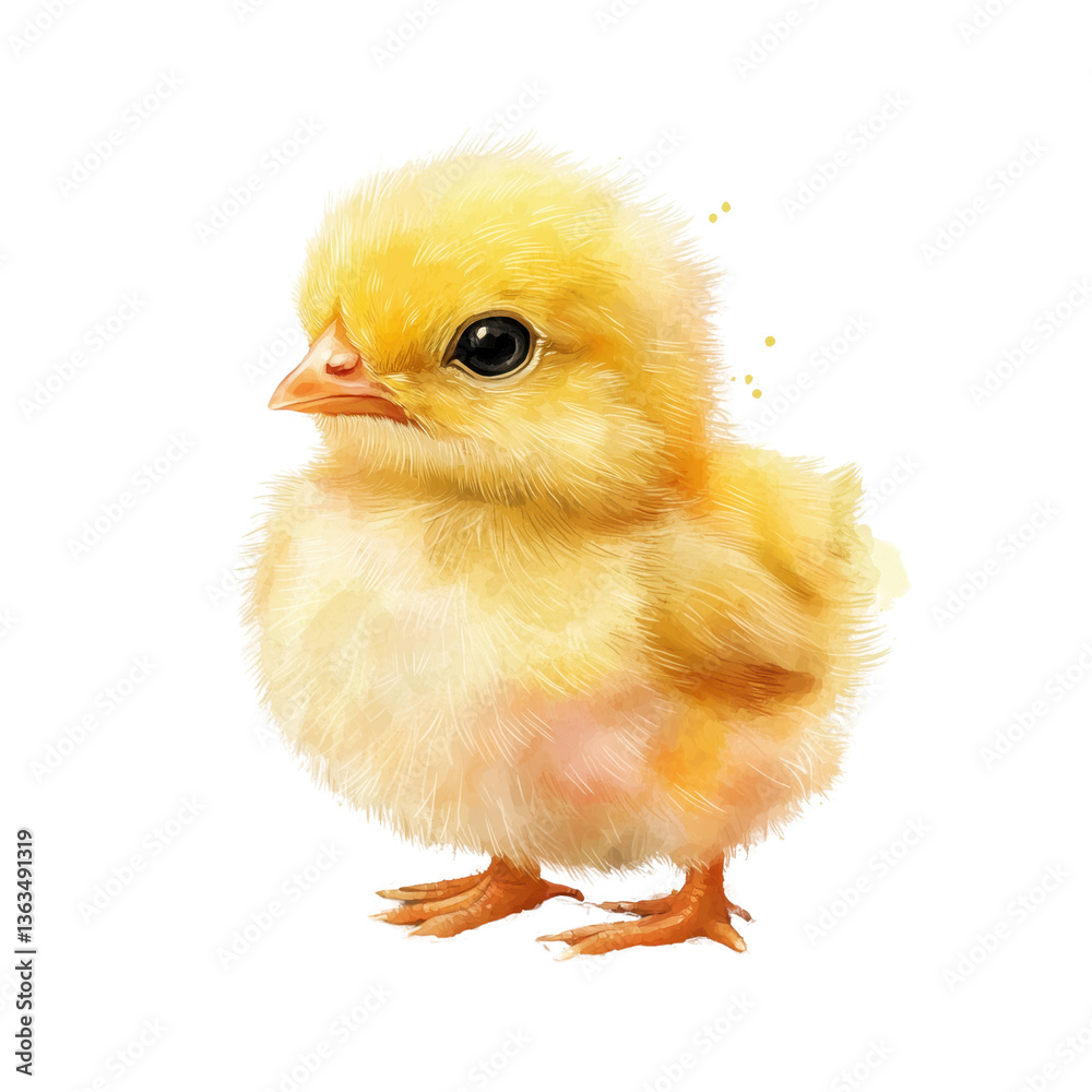 Fototapeta premium Cute Yellow Chick with Fluffy Feathers and Bright Innocent Eyes Isolated on a Transparent Background