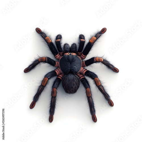 Close up Detailed View of a Tarantula Spider Isolated on White Background