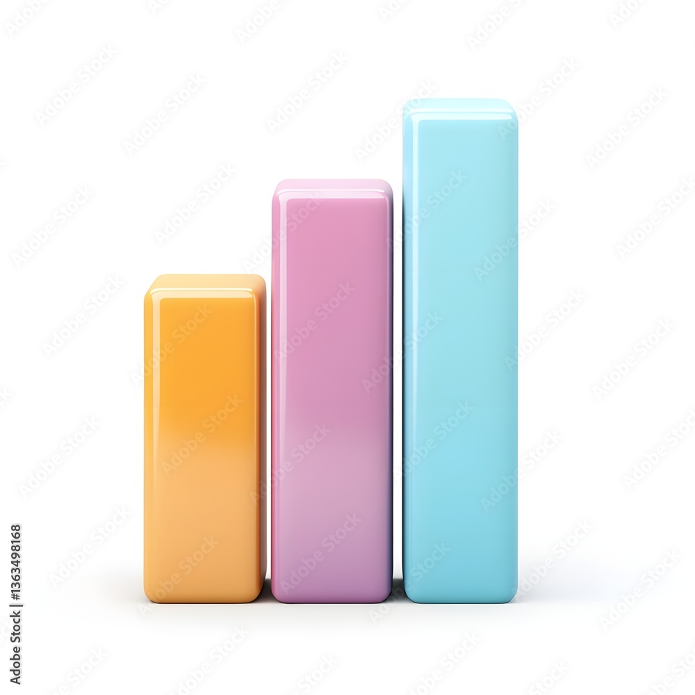 Colorful 3D Bar Graph Showing Data Growth Success Chart Colorful 3D Bar Graph Showing Data Growth Success Chart