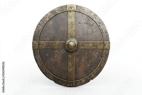 Isolated Viking Shield with Cross Detail Perfect for Historical Illustrations