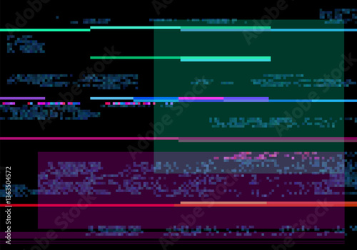 Vector background with VHS effect, Abstract pixel noise.