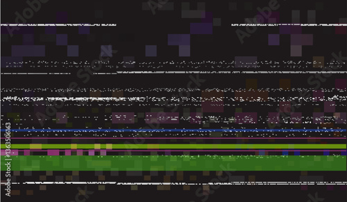 VHS effect. Vector background of old TV screen with glitch texture.