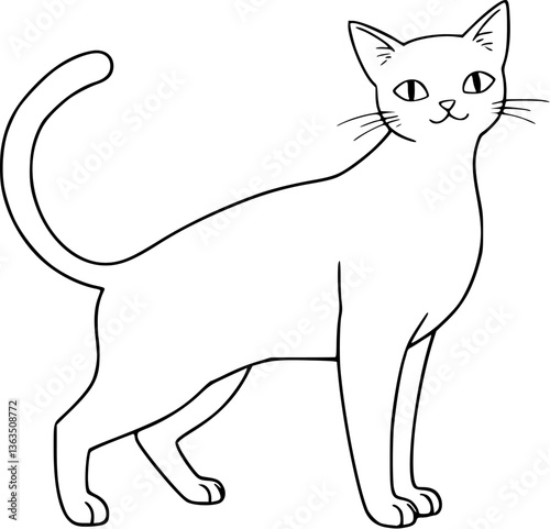 Outline of a confident cat with a raised tail feline elegance vector art