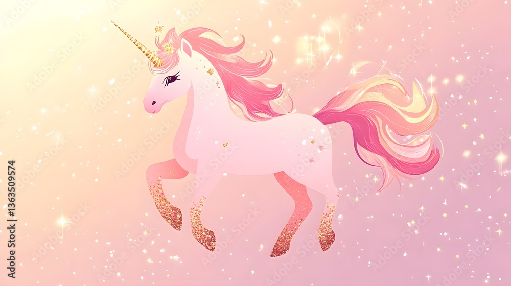 Elegant Pink Glitter Unicorn with Gold and White Decoration for Stylish Designs Elegant Pink Glitter Unicorn with Gold and White Decoration for Stylish Designs