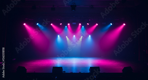 Colorful stage lighting for a concert or dance performance 