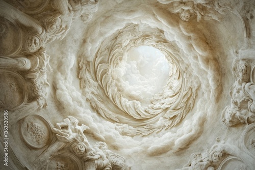Wallpaper Mural Whirlpool of clouds and cherubs, swirling upwards to a heavenly light. Torontodigital.ca