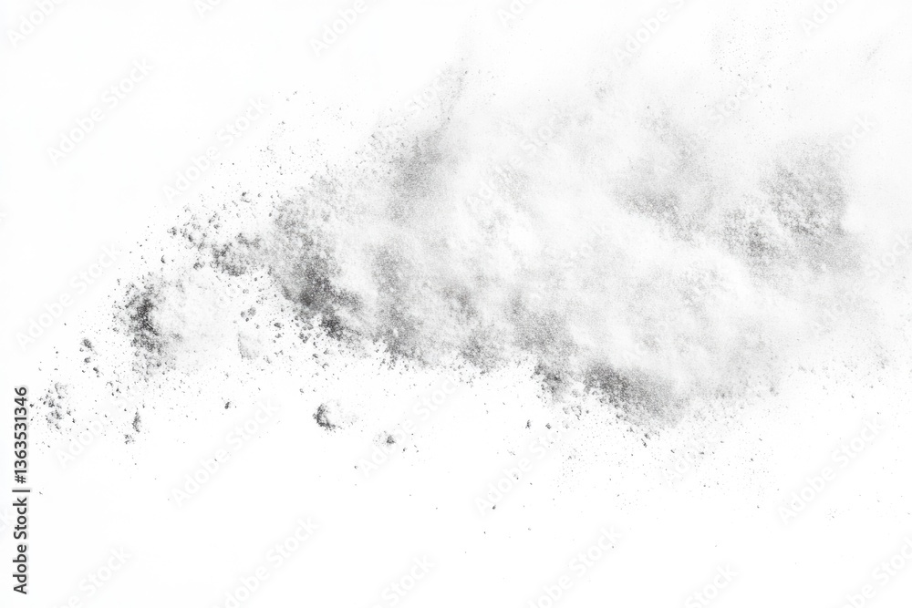Gray powder explosion on white background, abstract texture. Gray powder explosion on white background, abstract texture.