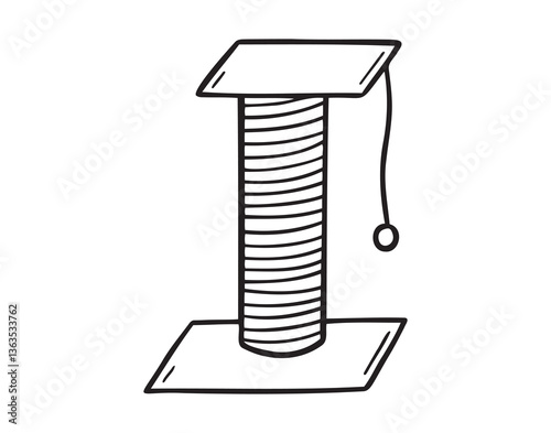 cat scratching post doodle hand drawn icon. Outline drawing cat scratching post line clipart symbol