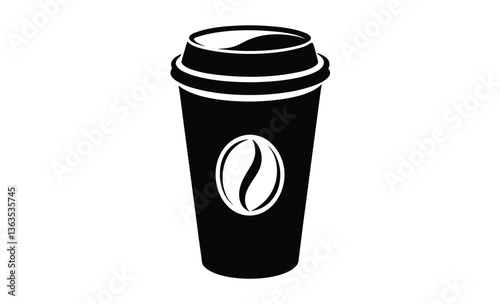 Coffee cup vector icon silhouette, Coffee cup silhouette vector, Drink icon 