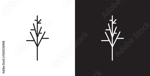 Tree dry branch icon. Winter tree icons, featuring bare and bare trees with dead and dry branches without leaves, Tree line icon, Tree vector illustration in transparent and black background.