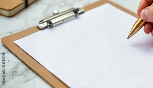 Wallpaper Mural Hand holding pen writing on blank clipboard Torontodigital.ca