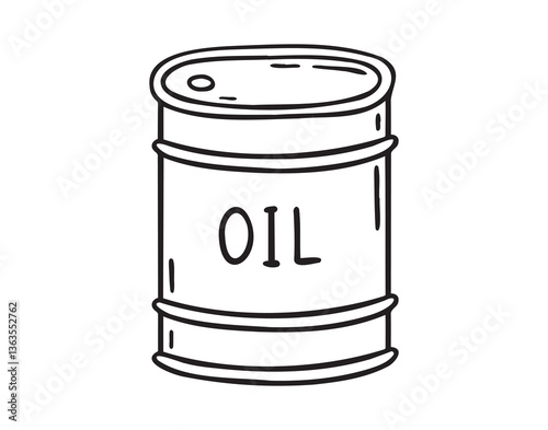 oil barrel doodle hand drawn icon. Outline drawing oil barrel line clipart symbol