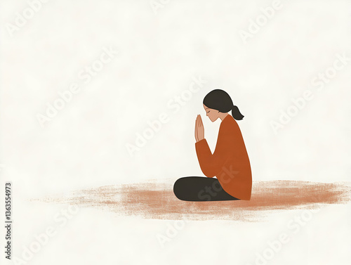 Reflection and connection through prayer in a serene setting with a calm individual seated quietly