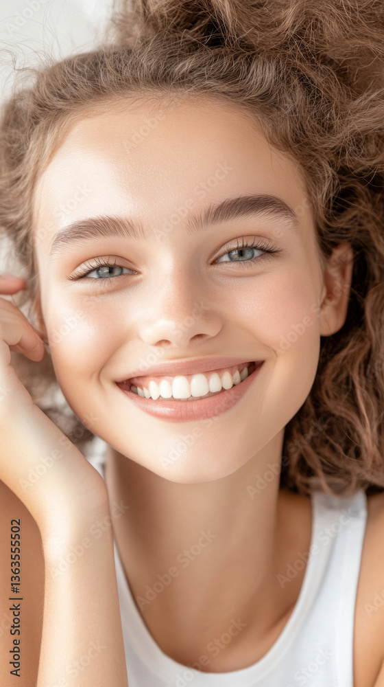 Naklejka premium Confident young adult smiling brightly with authentic expression for celebration concept