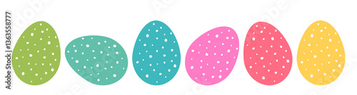 Easter eggs colorful pastel collection. Easter eggs speckled icons. PNG illustration.