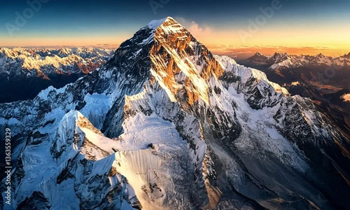 Majestic Sunset Over the Himalayas: A Breathtaking View of Mount Everest