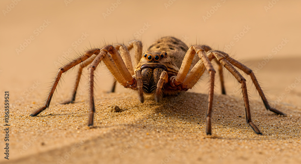 Detailed portrait of a camel spider, solifugae, in its desert habitat Detailed portrait of a camel spider, solifugae, in its desert habitat