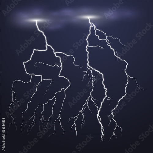 Electric Storm with Powerful Lightning Bolts