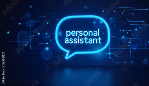 Personal assistant in digital environment with blue background