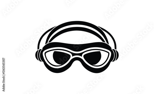 Swimming goggle vector art silhouette, Swimming goggle silhouette vector illustration 