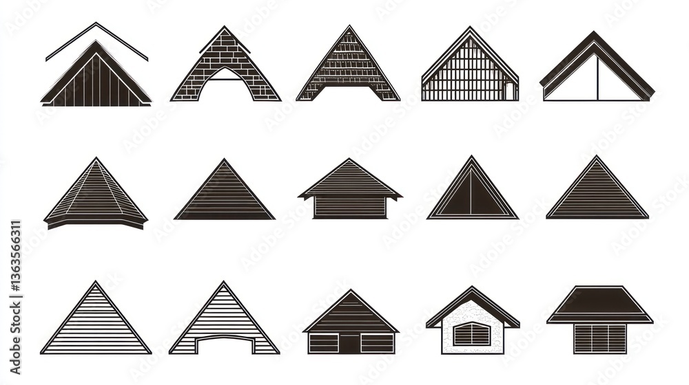Gable roof variations; architectural design guide; construction plans Gable roof variations; architectural design guide; construction plans