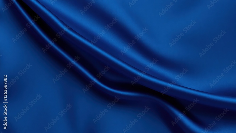 Fototapeta premium Navy blue silk satin. Dark elegant luxury abstract background with space for design. Shiny smooth fabric. Soft folds. Drapery. Color gradient. Lines. Wavy pattern. Christmas, birthday, romance.