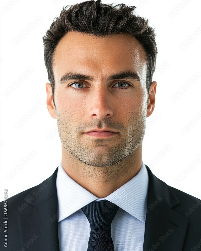 Portrait of Confident Businessman in Suit with Intense Gaze for Professional Use Portrait of Confident Businessman in Suit with Intense Gaze for Professional Use