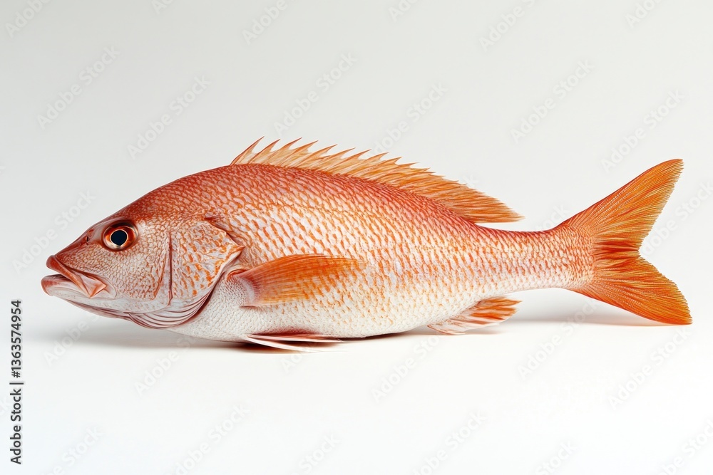 Isolated Fresh Red Snapper Fish Displayed on White Background for Seafood Concepts Isolated Fresh Red Snapper Fish Displayed on White Background for Seafood Concepts