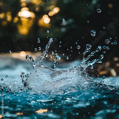 A close up image of water splashing upwards vigorously