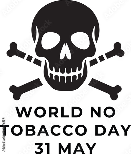 World No Tobacco Day Skull Crossbones Illustration