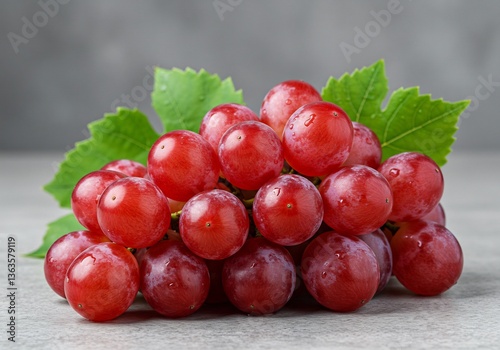 瑞々しい赤ぶどう、光沢輝く宝石のよう