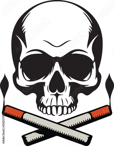 Smoking Kills, Skull and Cigarettes, Anti-Smoking Illustration, Tobacco Danger, Health Awareness Design