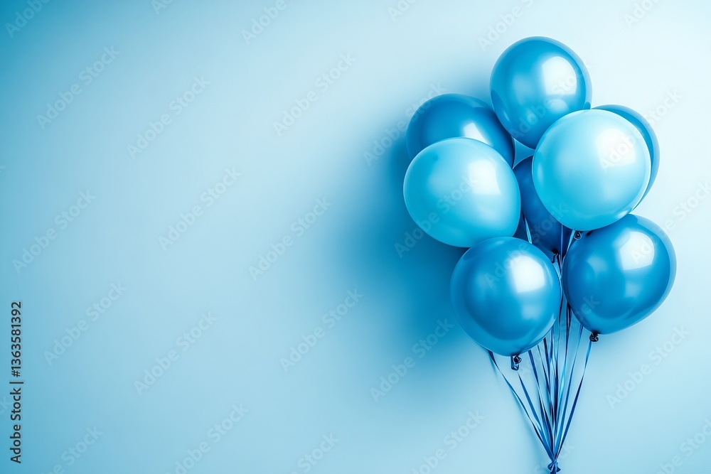 A greeting card featuring a cluster of balloons on a pale blue background, leaving space for a message A greeting card featuring a cluster of balloons on a pale blue background, leaving space for a message