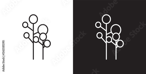 Tree icon. Botanical icon, Tropical vector illustration in transparent and black background. 