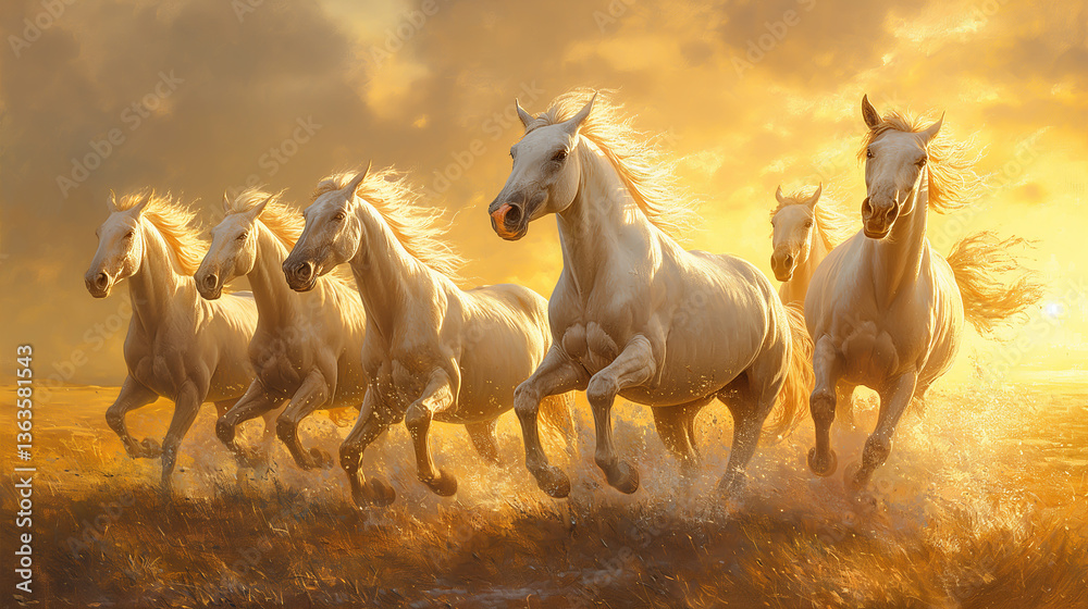Obraz premium horses in the field