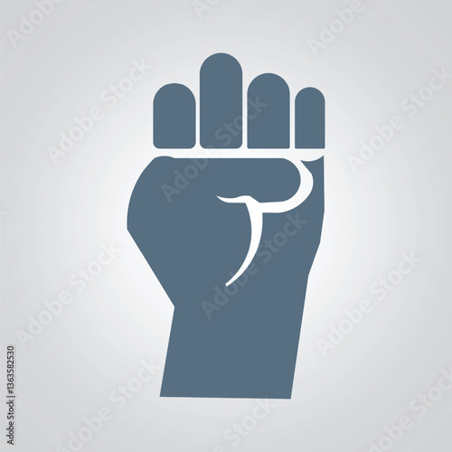 Raised fist hand, gesture hand signs, Hand gesture icons with a silver abstract background