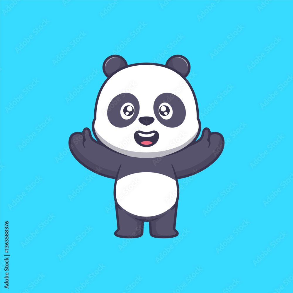 Fototapeta premium Cute panda cartoon icon illustration