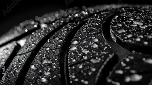 Close-up of a winter tire gripping snow, highlighting the importance of seasonal tire changes.  photo