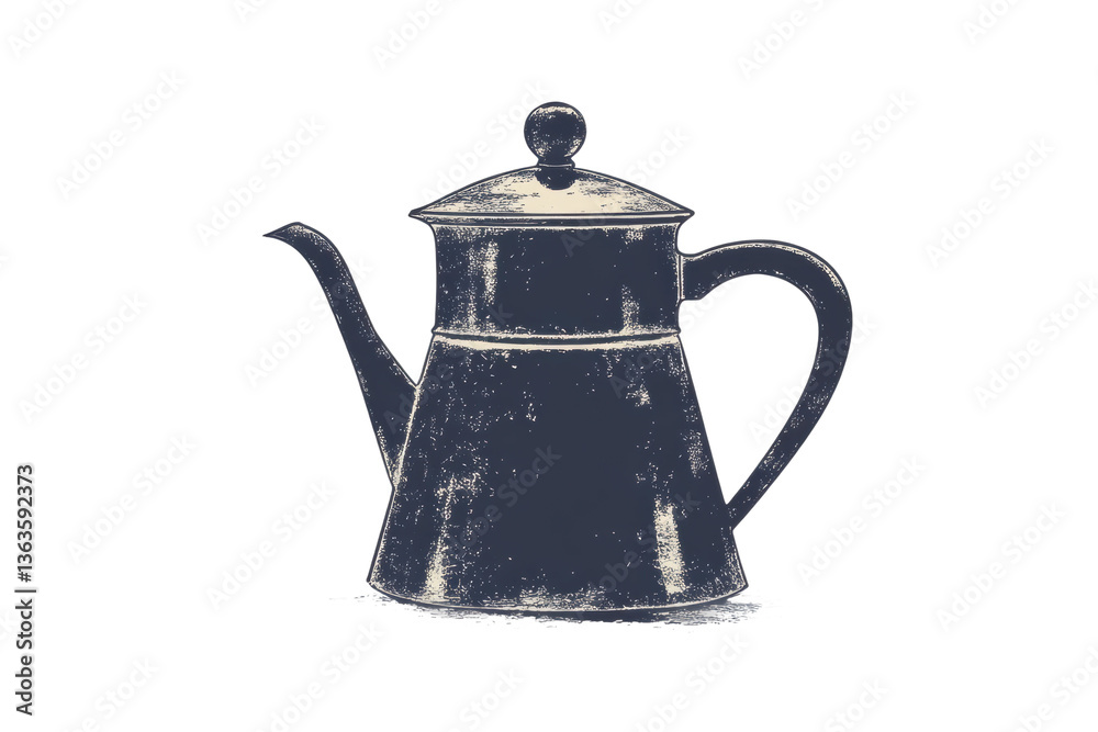 Fototapeta premium Vintage blue teapot with lid and spout in rustic design, cut out