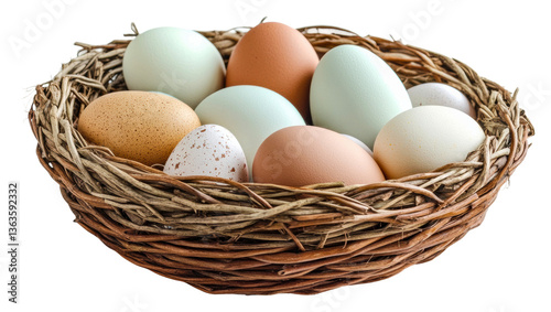 Wallpaper Mural Colorful eggs nest nature still life organic isolated on transparent background Torontodigital.ca