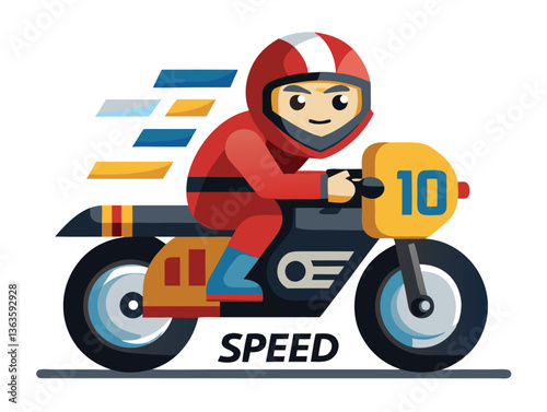 motorcycle rider on a white background with the words quot speed