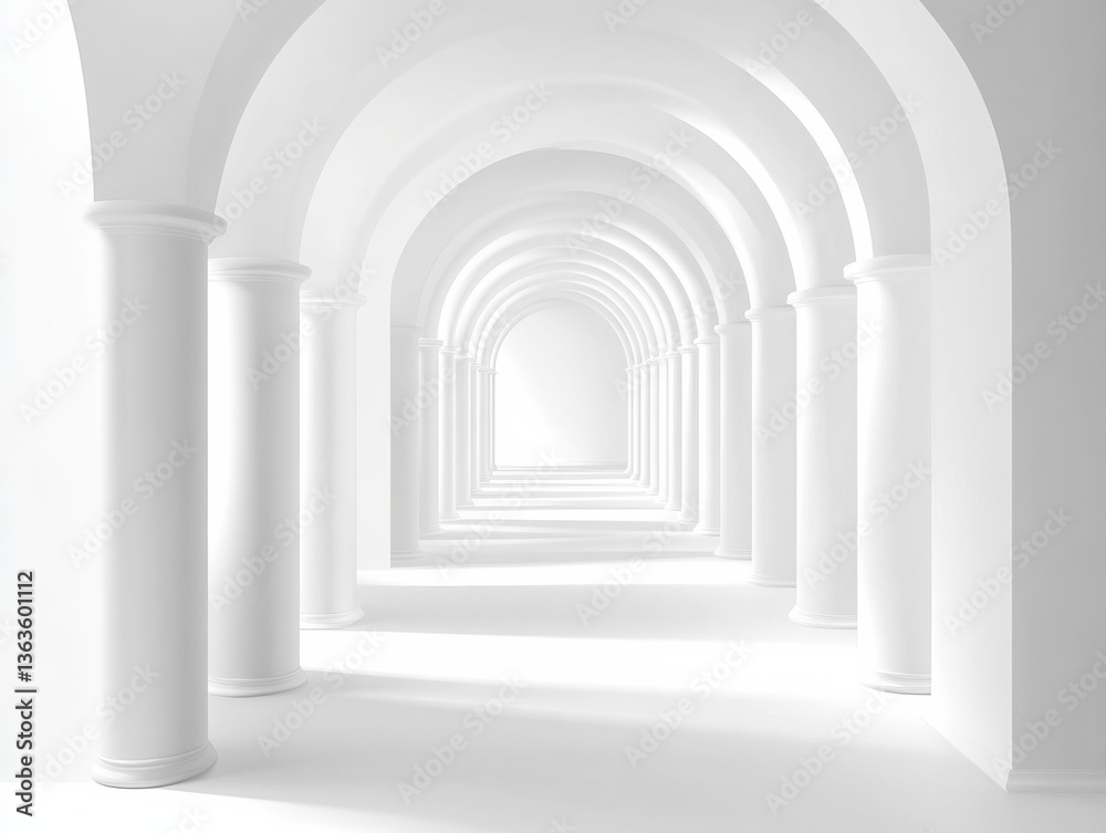 White Corridor with Symmetrical Pillars – Bright and Modern Architectural Background White Corridor with Symmetrical Pillars – Bright and Modern Architectural Background