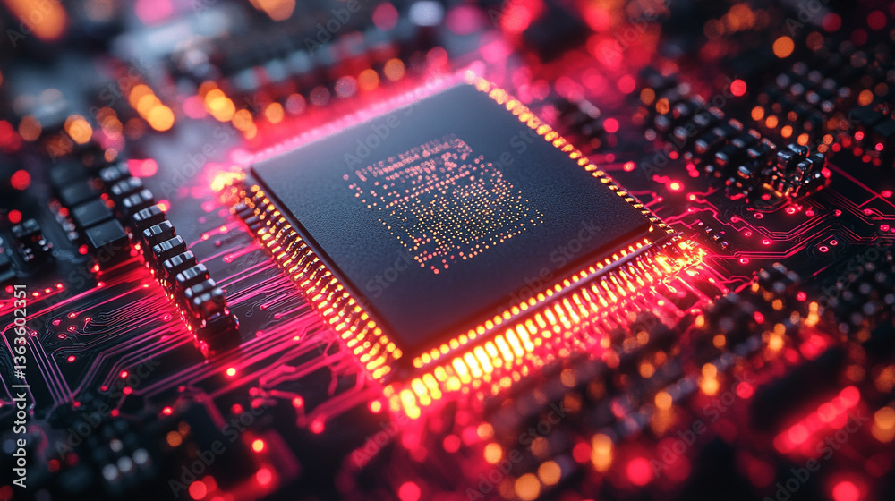 microchip at the center, encircled by dynamic, glowing data streams, symbolizing technological progress and innovation in modern computing and digital transformation microchip at the center, encircled by dynamic, glowing data streams, symbolizing technological progress and innovation in modern computing and digital transformation