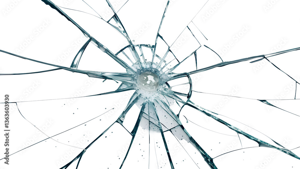 Fototapeta premium Broken Glass with Cracks on Transparent Background