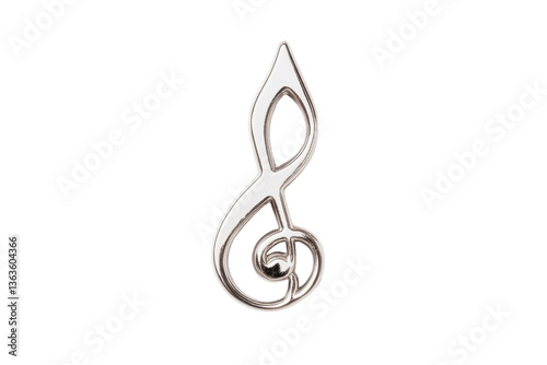 Elegant silver treble clef musical note pendant, cut out