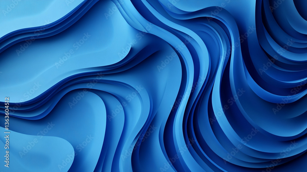 Fototapeta premium A blue abstract background with wavy lines and gradient shades of blue creating a flowy effect